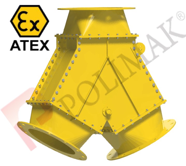 ATEX sertifikalı ex-proof pantolon klape yönlendirme vanaları toz boşaltma transfer sistemleri toz patlamasi