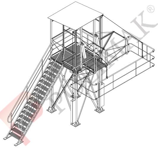 Bulk truck vehicle access platform for bulk solid loading by bellow