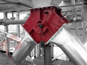 Flap diverter valve gravity discharge manual control bulk solids handling