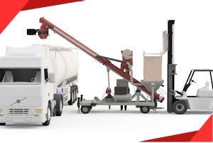 Mobile FIBC unloading and bulk tanker truck filling system