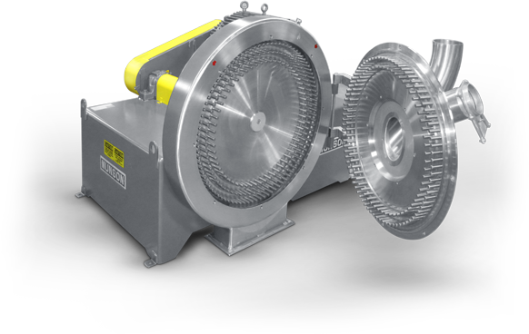 Pin mill dry bulk powder milling