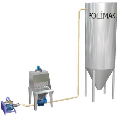 Silo loading pneumatic conveying system with bag dumper station