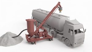 Powdered and granular material vacuum from stockpile and bulk truck loading. Polimak's mobile transloading system for logistics operations